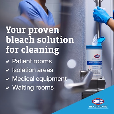 Clorox Healthcare Bleach Germicidal Wipes Bucket, 110 Wipes/Container, 2/Carton (30358CT)
