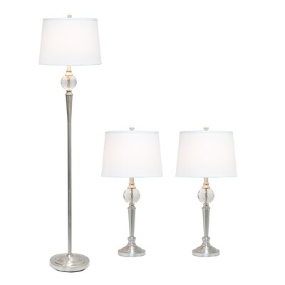 Lalia Home Classix 63/29 Brushed Nickel Three-Piece Floor/Table Lamp Set with Tapered Shades (LHS-1000-BN)