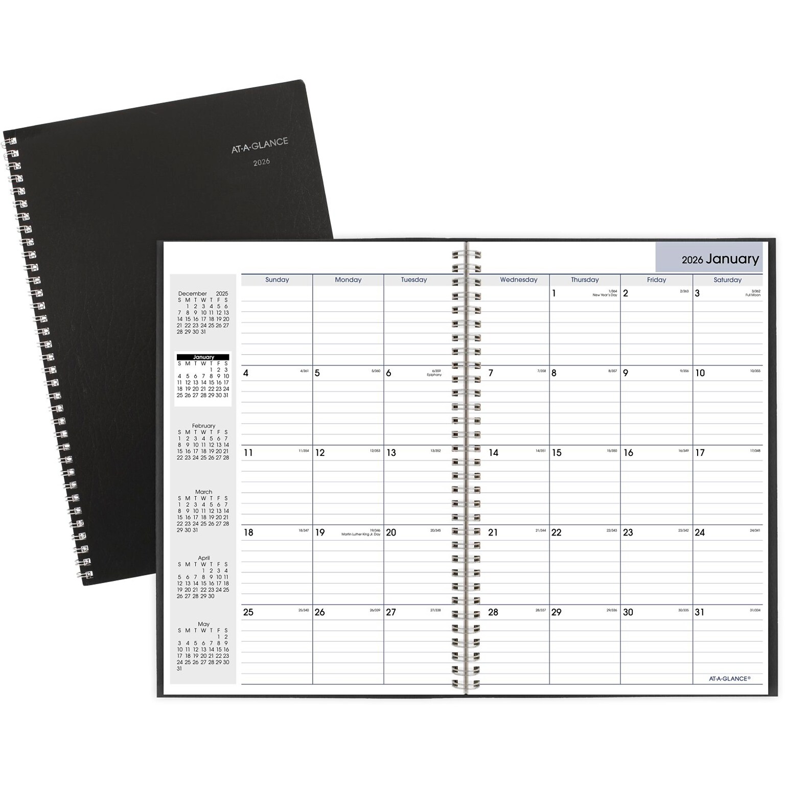 2026 AT-A-GLANCE DayMinder 8 x 12 Monthly Planner, Faux Leather Cover, Black (SK2-00-26)