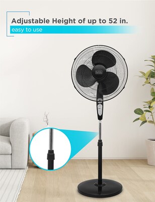 Black & Decker 18" Oscillating Pedestal Fan, 3-Speed, Black (BFSR18"B)