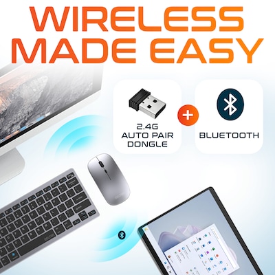 Delton SW60 iPad/Android Stand & N35 Small Wireless Keyboard and Mouse Tablet Accessory Set, Silver (DTTKITMIN35SW60)