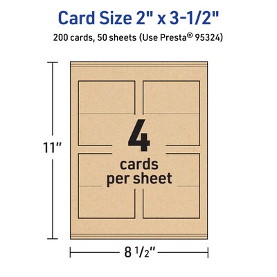 Avery Matte General Use Blank Cards, Kraft Brown, 200/Box (95324)
