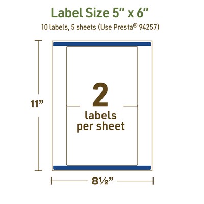 Avery Dissolvable Rectangle Multipurpose Labels, 5" x 6", Off-white, 10/Pack (94257)