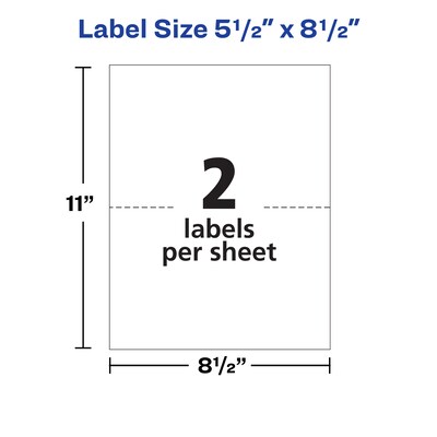 Avery TrueBlock Laser Shipping Labels, 5-1/2" x 8-1/2", White, 200 Labels/Box (5126)