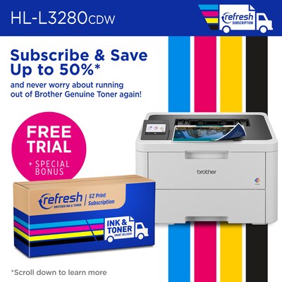 Brother HL-L3280CDW Wireless Compact Digital Color Printer, Laser Quality Output, Refresh Subscription Eligible