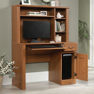 Sauder Select 43"W Computer Desk with Hutch, Carolina Oak (401353)