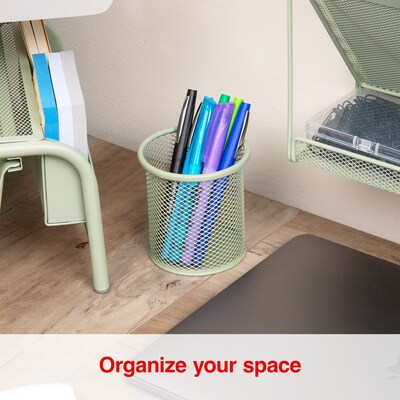 Staples Metal Mesh Pen Cups, Sage Green, 3/Set (ST63822)