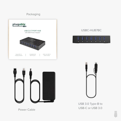 Plugable 7-Port USB-C Charging Hub, Black (USBC-HUB7BC)