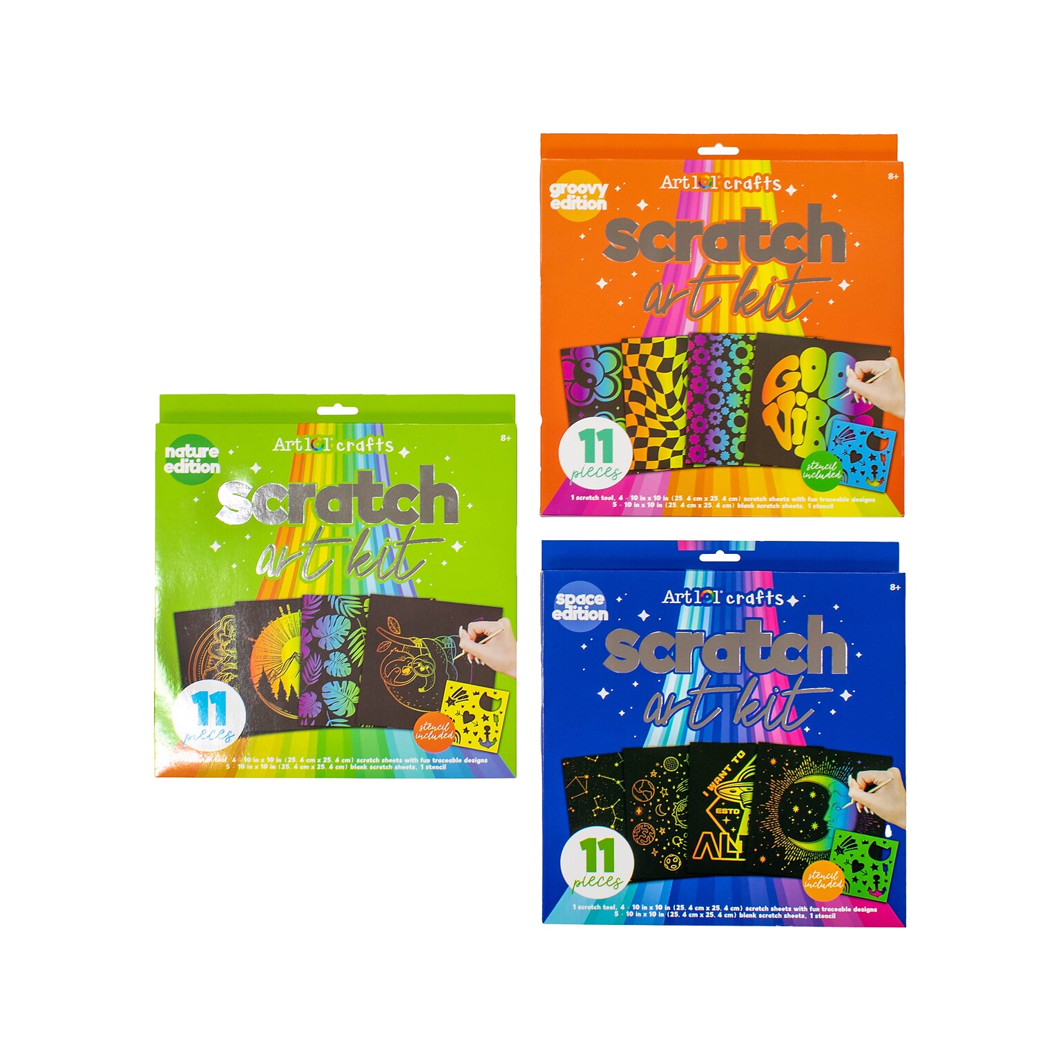 Art 101 Crafts Scratch Art Kits, 3/Pack (90041MB)