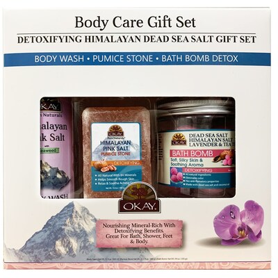 Body Wash, Pumice Stone and Bath Bomb Set - Himalayan Pink Salt