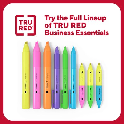 TRU RED™ Pocket Stick Highlighter with Grip, Chisel Tip, Yellow, Dozen (TR54580)