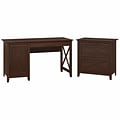 Bush Furniture Key West 54W Computer Desk with Storage and 2 Drawer Lateral File Cabinet, Bing Cher