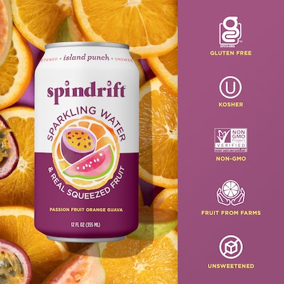 Spindrift Island Punch Flavored Sparkling Seltzer Water, 12 oz., 24 Cans/Carton (SDR14247)