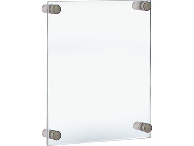 Azar Floating Frame with Standoff Caps, 11 x 17, Clear/Silver Acrylic, 4/Pack (105508-SLV-4PK)