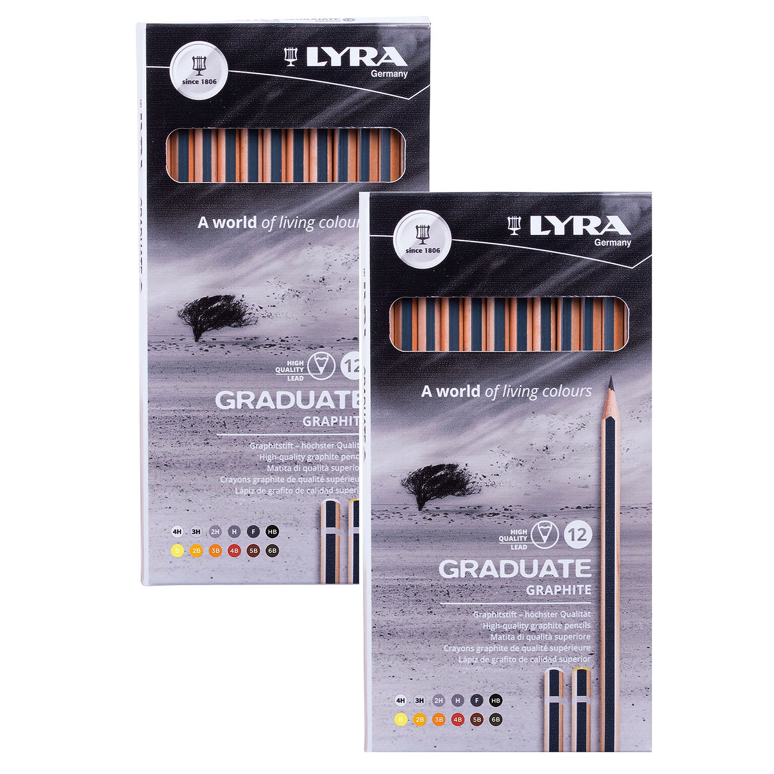 Lyra Graduate Graphite Pencil Set, Assorted Colors, 12 Pencils/Set, 2 Sets/Bundle (LYXL1171120-2)