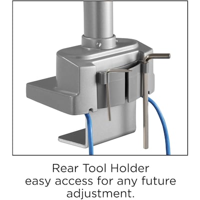 Lorell Adjustable Triple Monitor Arm with Pole, Up to 32" Monitor, Gray (LLR99804)