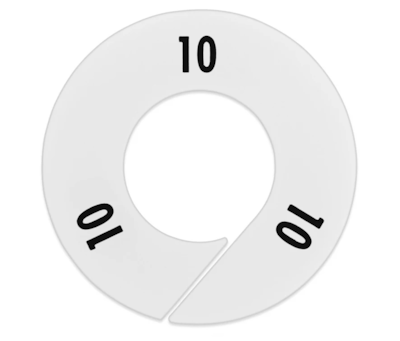 Nahanco Round Clothing Rack Size Divider, White with Black Print, Size 10 (CWB10)