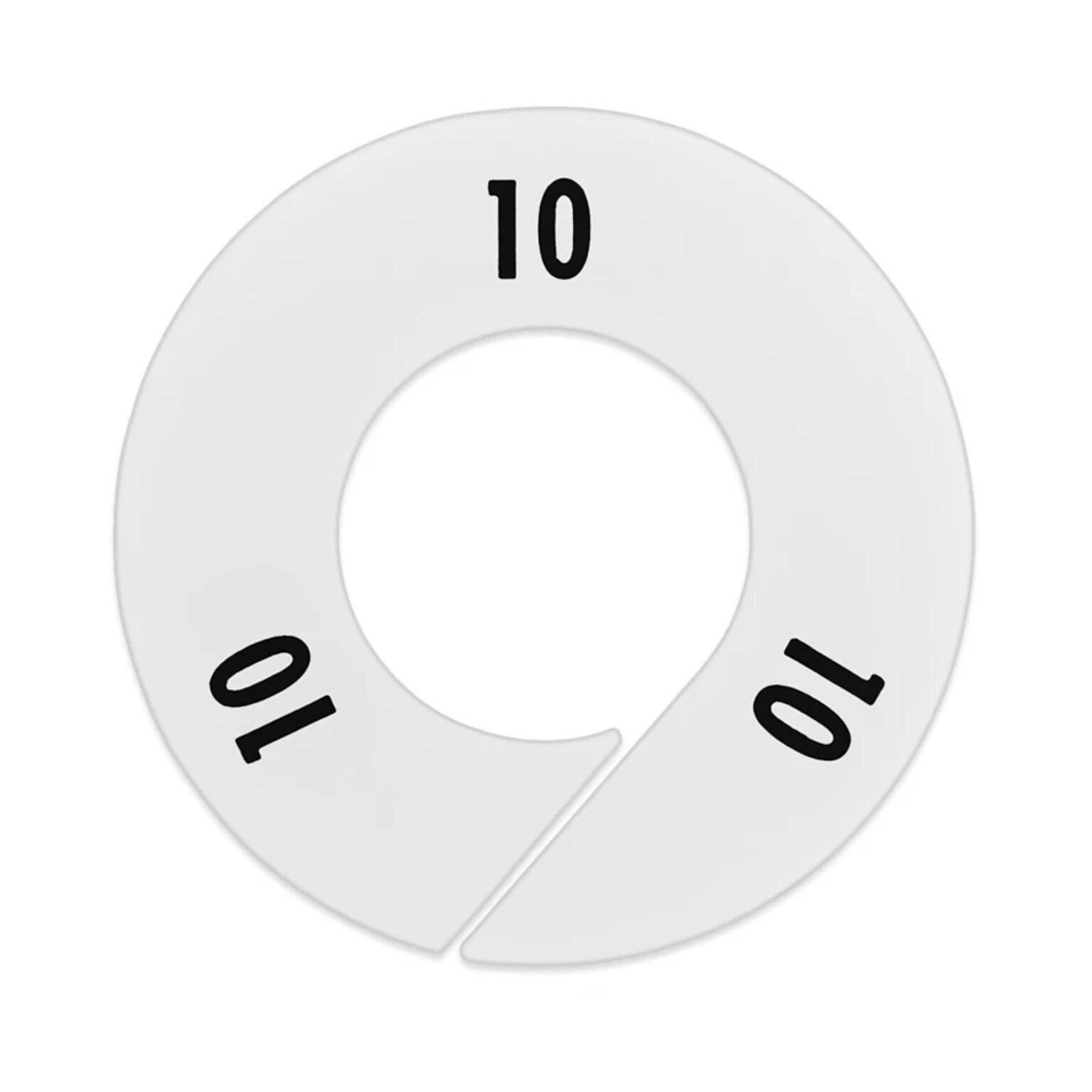 Nahanco Round Clothing Rack Size Divider, White with Black Print, Size 10 (CWB10)