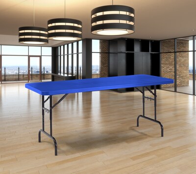 NPS BTA Series 30" x 72" Heavy Duty Height Adjustable Plastic Folding Table, Blue (BTA-3072-04)