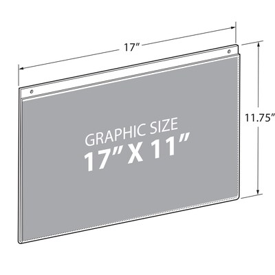 Azar 17 x 11.75 Sign Holder, Horizontal, Wall Mounted, Clear, Acrylic, 10/Pack (162709)