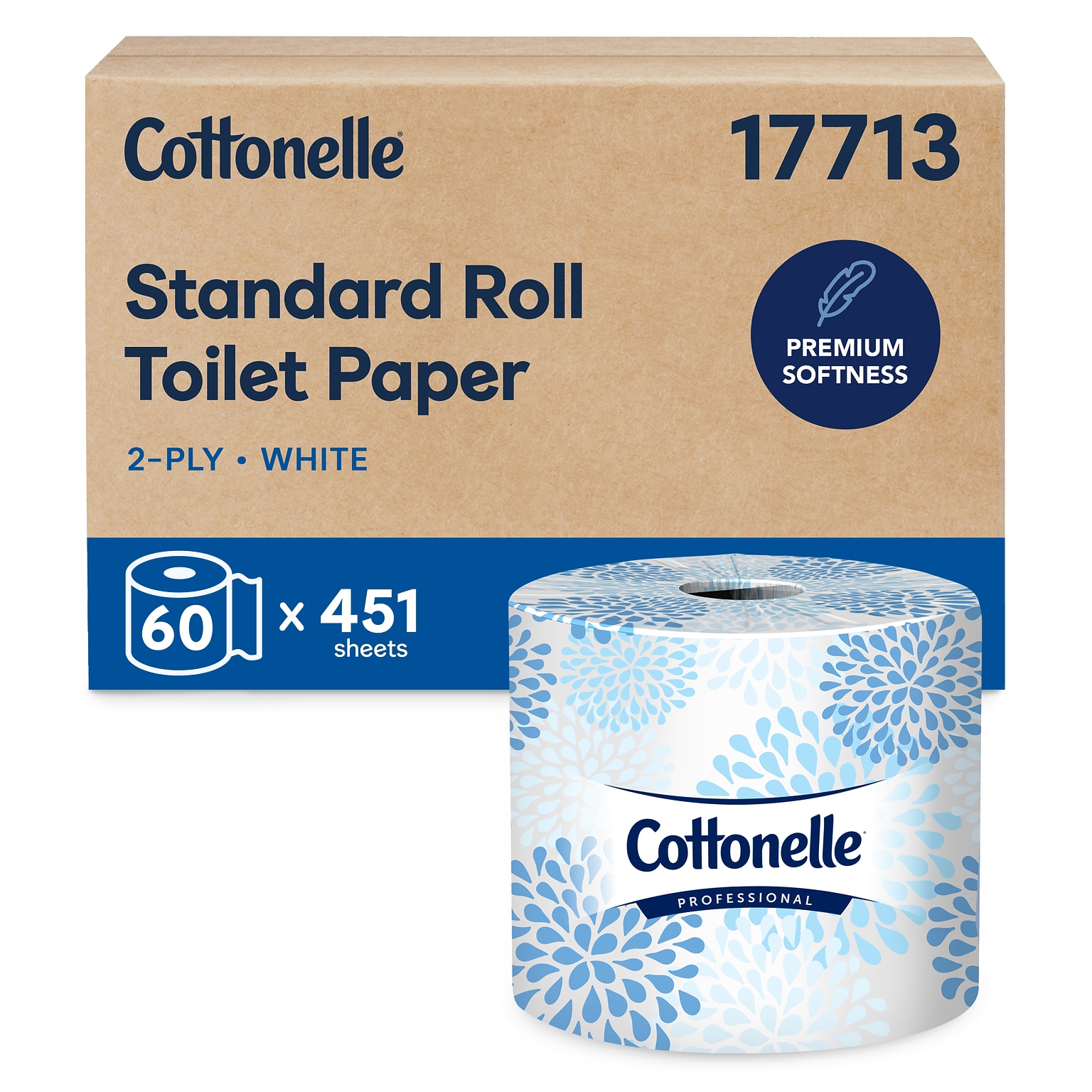 Cottonelle Professional Recycled Toilet Paper, 2-ply, White, 451 Sheets/Roll, 60 Rolls/Carton (17713)