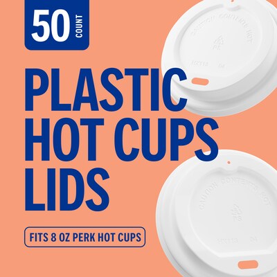 Perk™ Plastic Hot Cup Lid, 8 Oz., White, 50/Pack (PK45593)