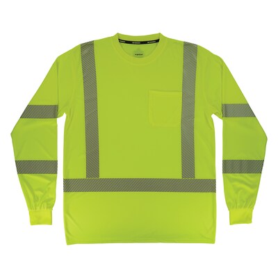 Ergodyne GloWear 8370 High Visibility Long Sleeve T-Shirt, ANSI Type R Class 3, Lime, 2XL (22256)