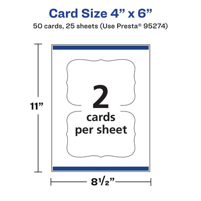 Avery Integrated Cards, 4" x 6", Glossy White, 50/Pack (95274)