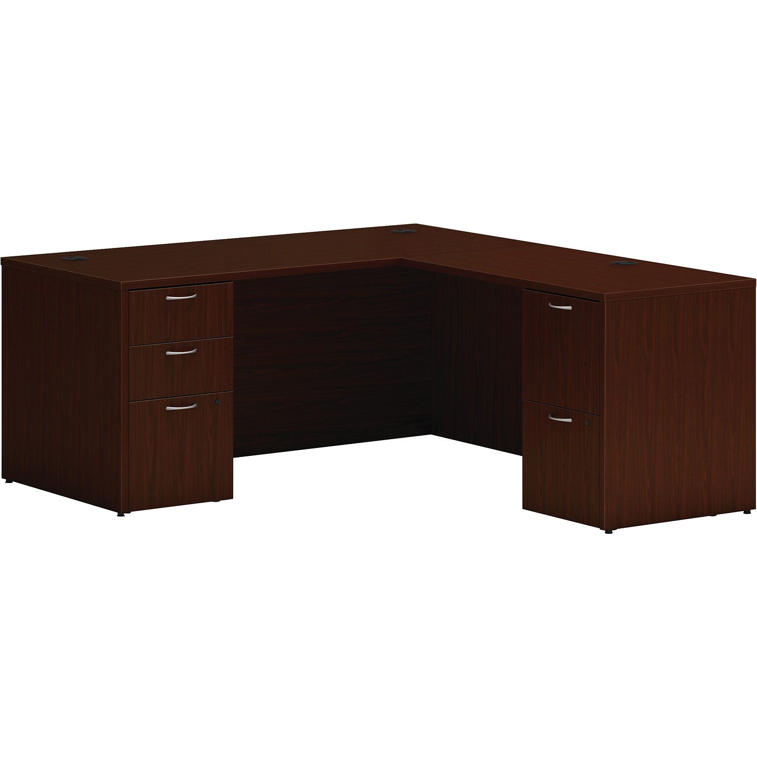 HON Mod 66W L-Shaped Double-Pedestal Desk, Traditional Mahogany (HLPL6672LDESKTM1)