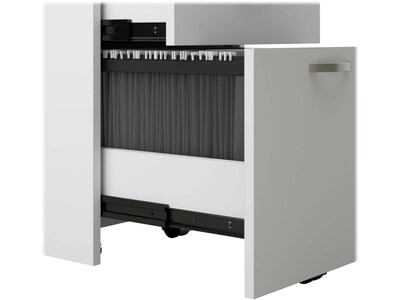 Bush Business Furniture Office in an Hour 63"H x 129"W 4 Person L-Shaped Cubicle Panel Workstation, Pure White (OIAH007WH)