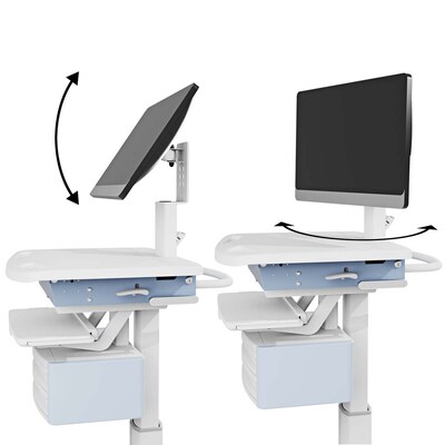 Luxor VitalPower Deluxe Mobile Medical Workstation with Full-Swivel Wheels, White (MCWS004)