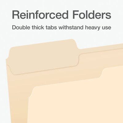 Pendaflex File Folder, 1-Tab, Assorted, Letter Size, Manila, 100/Box (1006989)