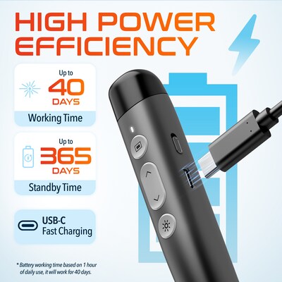 Delton LP99 2.4GHz Wireless Presentation Remote Laser Pointer, Black (DLP99)