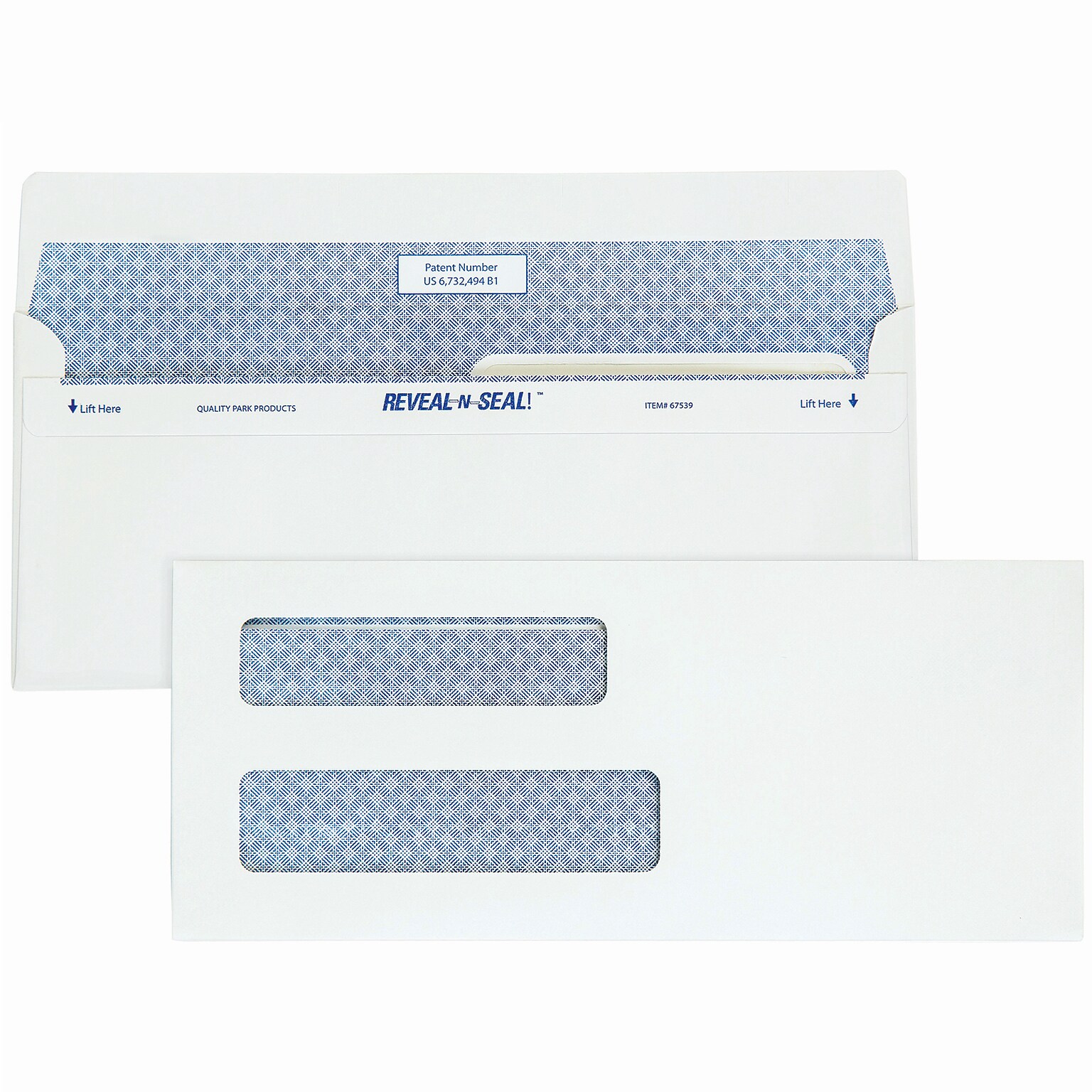 Staples Reveal-N-Seal Security Tinted #8-5/8 Double Window Envelopes, 3 5/8 x 8 5/8, White, 500/Box (1017263)