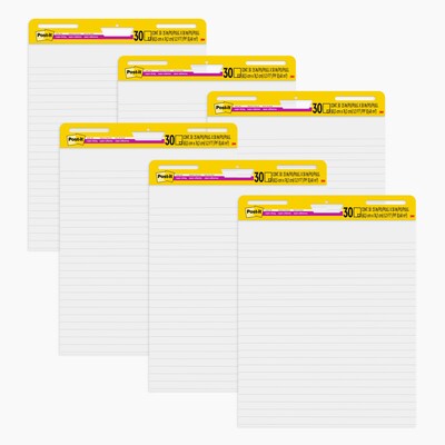 Post-it Super Sticky Wall Easel Pad, 25 x 30, Lined, 30 Sheets/Pad, 6 Pads/Pack (561WL-VAD-6PK)