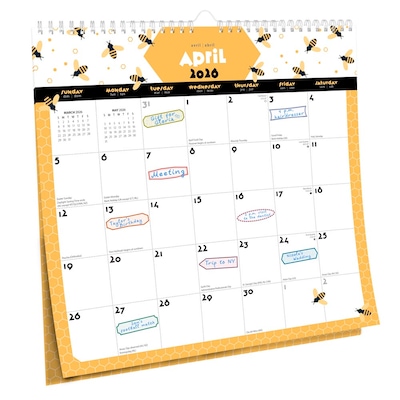 2025-2026 Plato Busy Bees 12" x 12" Academic Monthly Wall Calendar (9798330700172)