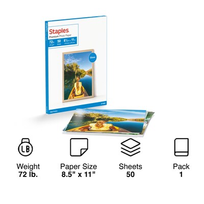 Staples Premium Glossy Photo Paper, 8.5W x 11L, 50/Pack (19899-CC)