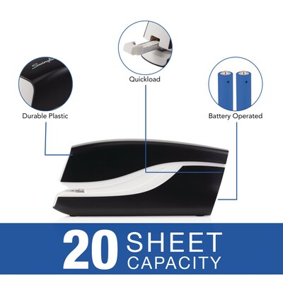 Swingline Breeze Electric Desktop Stapler, 20-Sheet Capacity, Black/White (42131/43132)