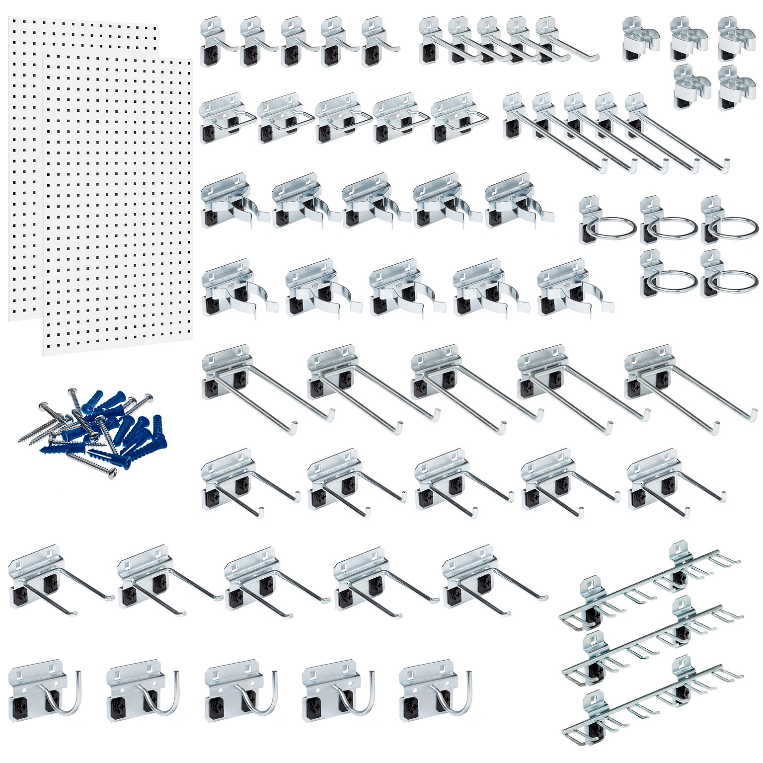 Triton Products LocBoard Kit, (2) 24 x 42 x 9/16 Steel Square Hole Pegboards, 63 Assorted Hooks (LB2-KIT)