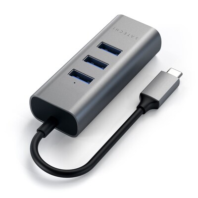 Satechi Type-C 2-in-1 USB 3.0 Aluminum 3 Port Hub and Ethernet Port, Space Gray (ST-TC2N1USB31AM)