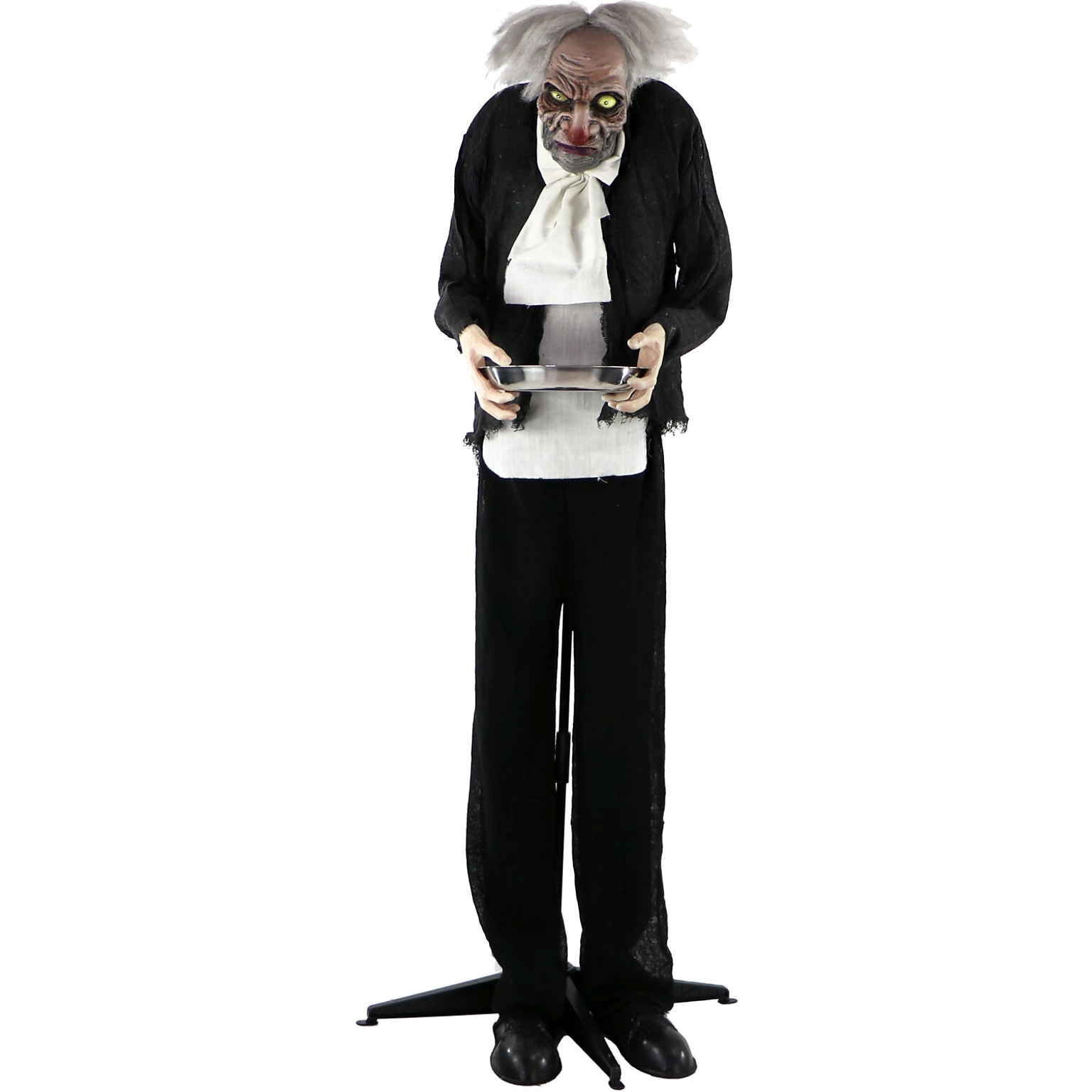 Haunted Hill Farm Life-Size Animatronic Zombie Butler Holding a Tray (HHMAN-1FLSA)