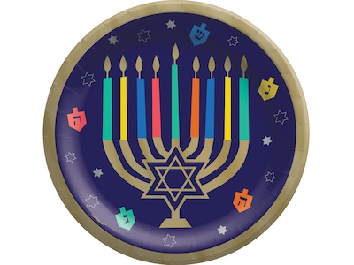 Amscan Hanukkah Joy Round Plate, Multicolor, 20/Set, 2 Sets/Pack (722903)