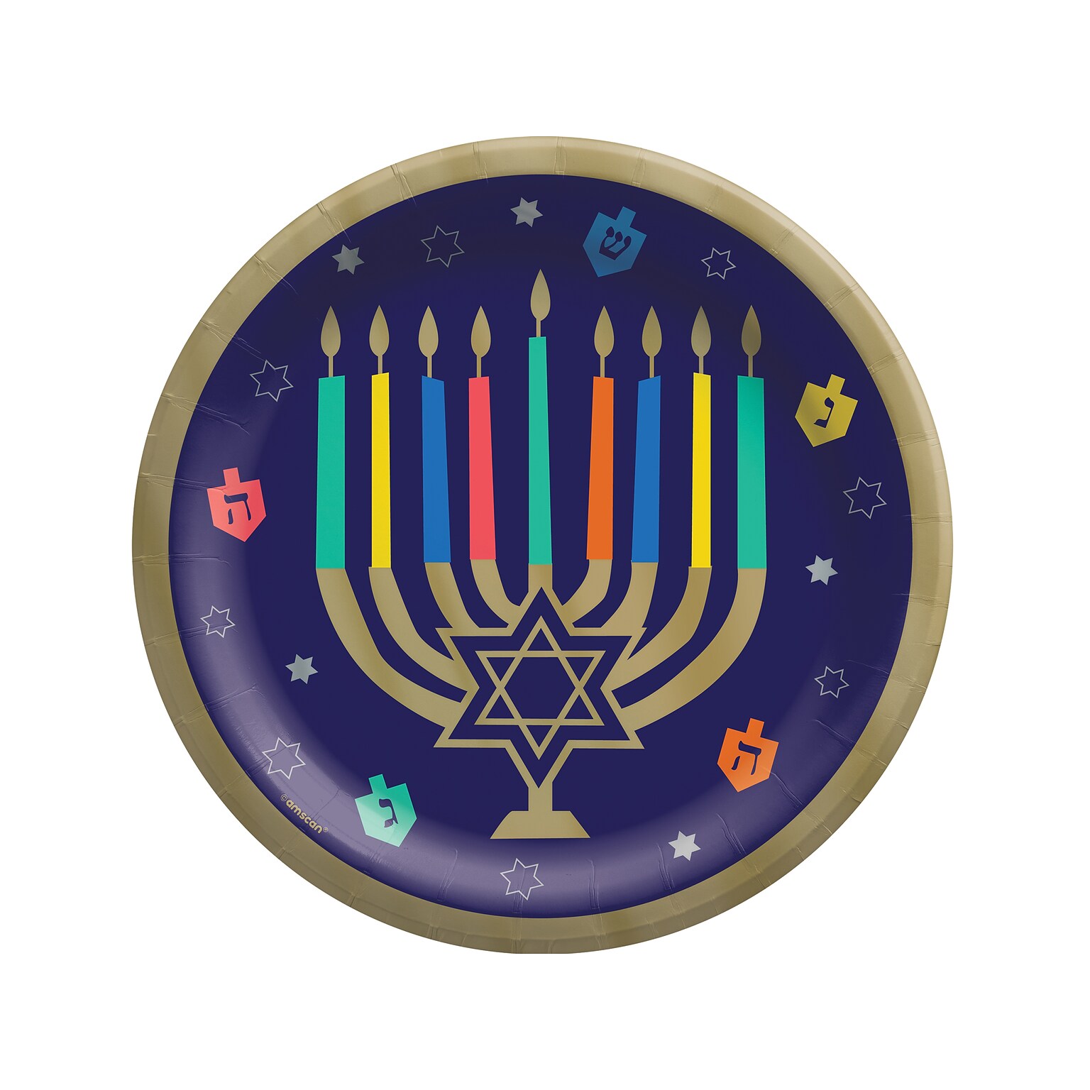 Amscan Hanukkah Joy Round Plate, Multicolor, 20/Set, 2 Sets/Pack (722903)