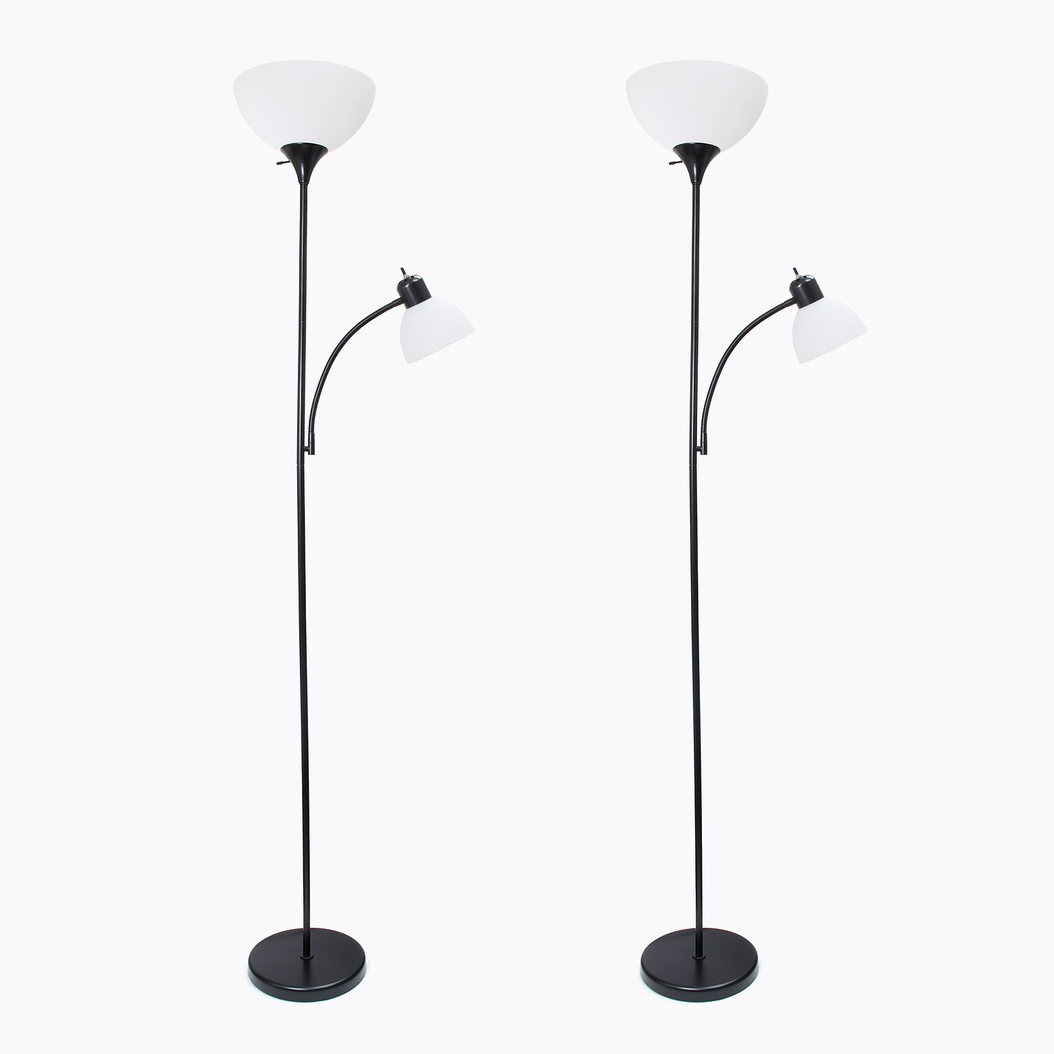 Simple Designs 71.5 Floor Lamp with Dome Shades, Black, 2/Pack (LF2000-BLK-2PK)