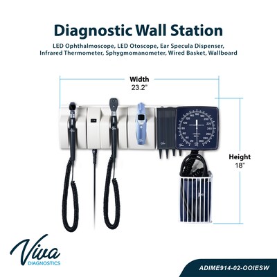 Viva Comfort Integrated Diagnostic Wall System with Ophthalmoscope, Otoscope, Thermometer, Sphygmomanometer, Specula Dispenser