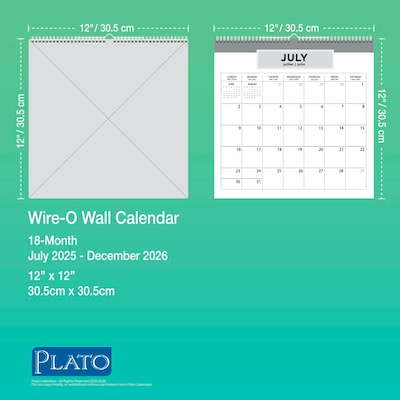 2025-2026 Plato House of Turnowsky 12" x 12" Academic Monthly Wall Calendar (9798330700165)