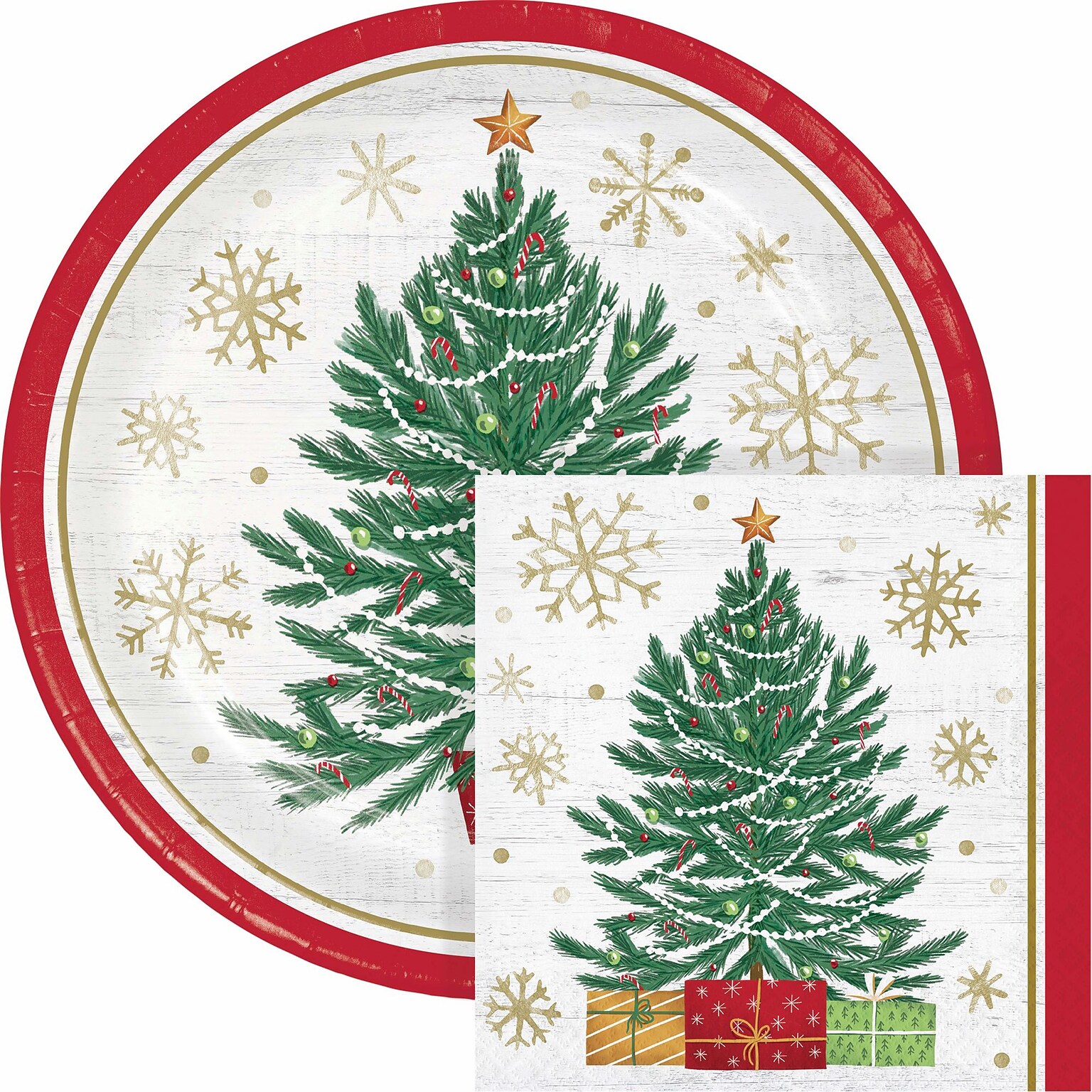 Say Hooray! Timeless Tree Paper Plates and Napkins Kit, Multicolored, 48/Pack (DTC9400E2G)