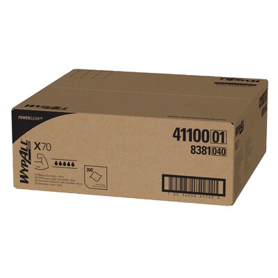 WypAll PowerClean X70 Cloths, 14.9 x 16.6, White, 300 Sheets/Box (41100)