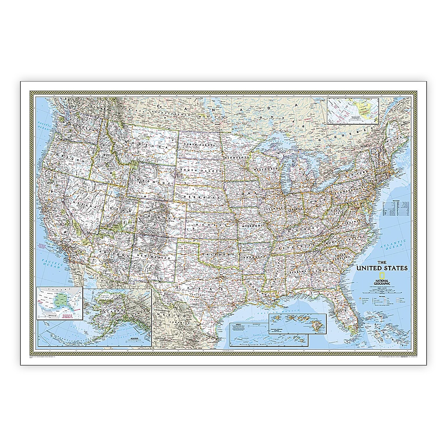 National Geographic United States Classic Map, Laminated, 43.5 x 30.5 (NGMRE00620411)