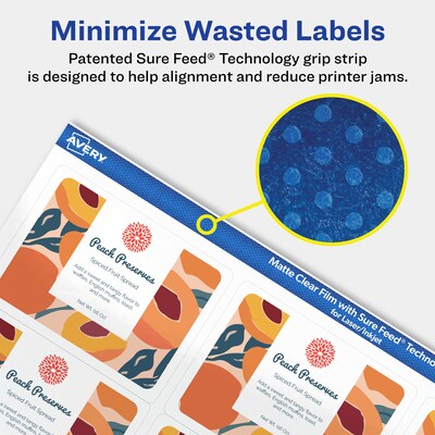 Avery Laser/Inkjet Rectangle Multipurpose Labels, 2" x 2-5/8", Clear, 750/Box (94235)